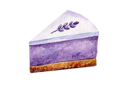 piece of cake, watercolor illustration, isolated white background, lavenderの写真素材