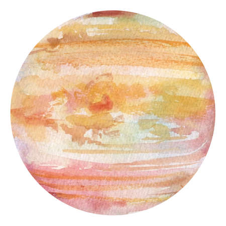 Venus, watercolor planet, isolated white background, space, illustration, hand drawing spaceの写真素材
