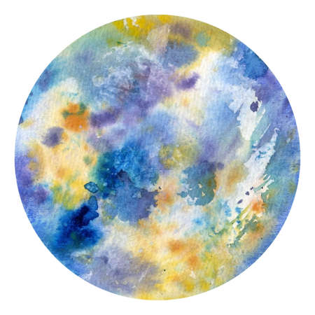 Mercury planet, isolated white background, watercolor illustration, hand drawingの写真素材