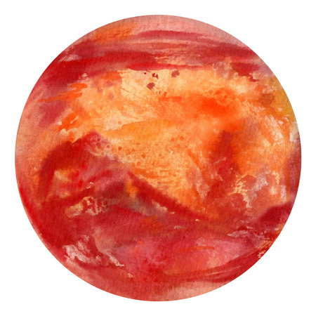 Mars, watercolor planet, isolated white background, space hand drawing illustration. High quality illustrationの写真素材