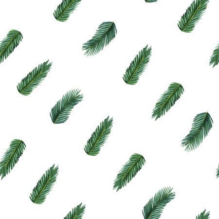 Spruce branches. Christmas background. seamless pattern. Hand drawn watercolor illustration.の写真素材