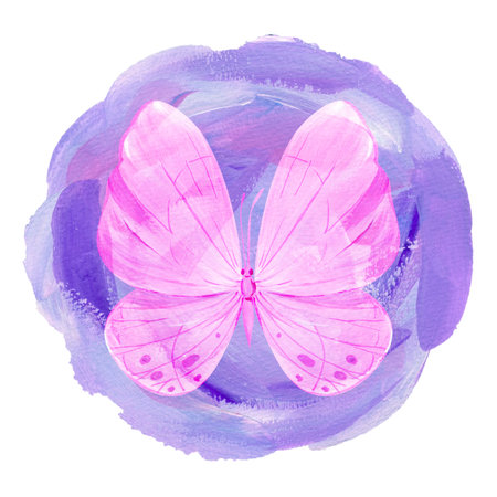 Purple butterfly Abstract acrylic texture painting. Violet abstract background. Handmade artの写真素材