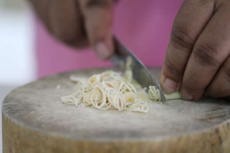 cutting Lemongrass by thai housewifeの写真素材