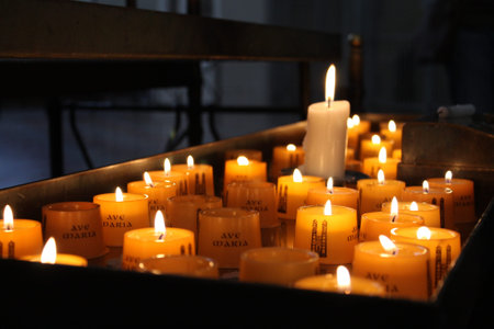 candle in a church of Munich  Frauenkirche 