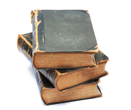 Stack of three antique booksの写真素材
