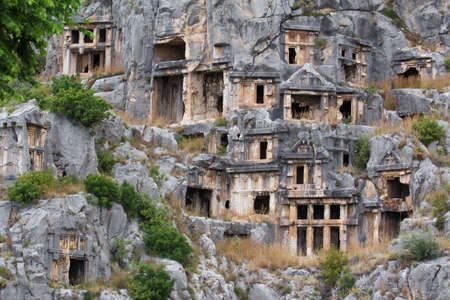 Ancient tombs in Myra, Turkeyの写真素材