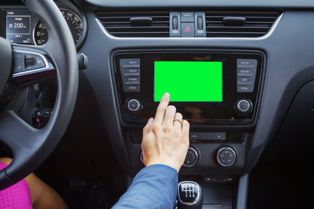 Blank screen of a modern car\'s multimedia system