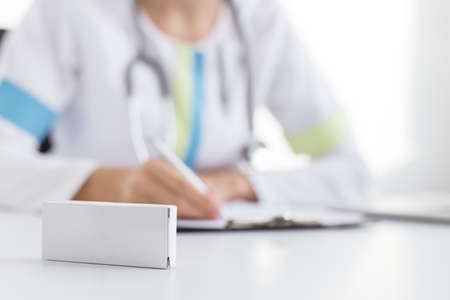Unlabeled box of medicine tabletsの写真素材