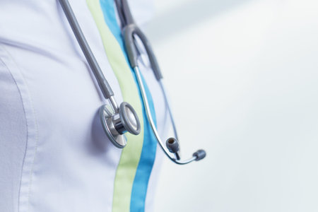 Close-up of female doctor with stethoscope