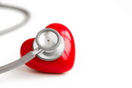Stethoscope and red heart isolated on white backgroundの写真素材