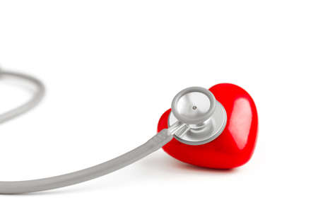 Stethoscope and red heart isolated on white backgroundの写真素材