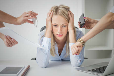 Depressed business womanの写真素材