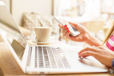 Woman using technologyの写真素材