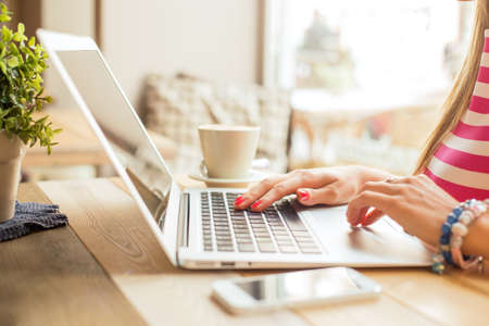 Female using computerの写真素材