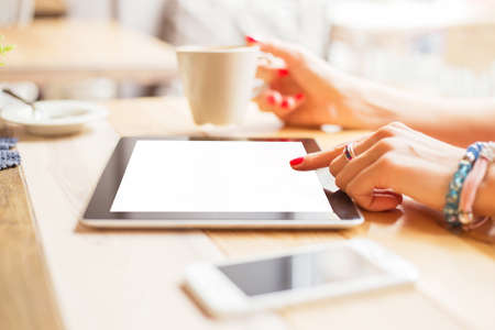Woman using tabletの写真素材