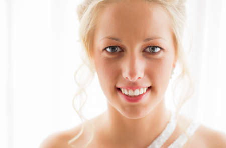 Happy bride on wedding dayの写真素材