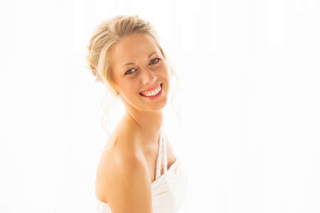 Happy bride smilingの写真素材