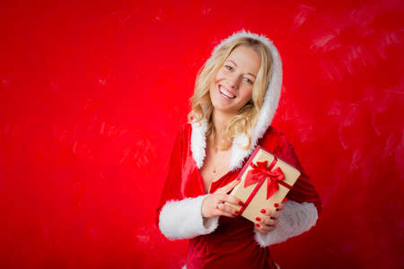 Woman in Christmas costumeの写真素材