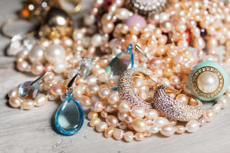 Female accessories on tableの写真素材
