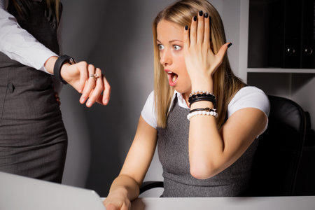 Female employee being late