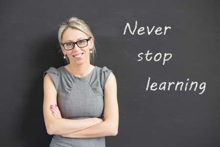 Woman motivating never to stop learningの写真素材