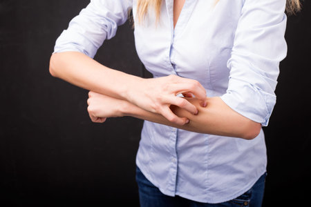 Woman having an allergic reaction