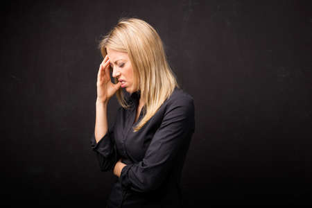 Person having head acheの写真素材