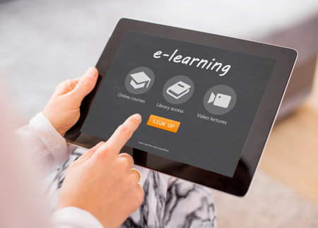 Sample e-learning website on tablet computer