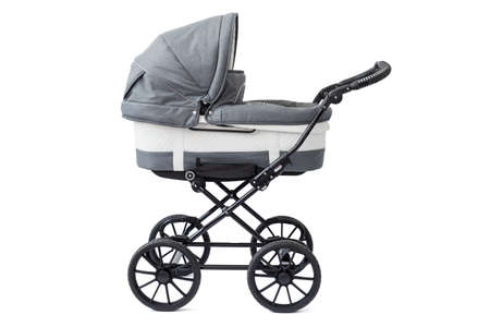 Baby carriage on white backgroundの写真素材