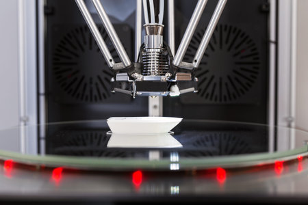 3 D printer in process printing an object