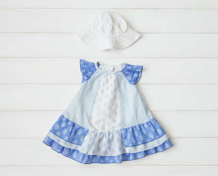 little girls dress and hatの写真素材