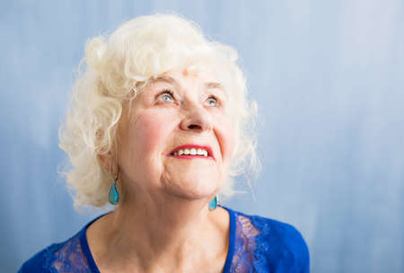 Portrait of happy elderly womanの写真素材