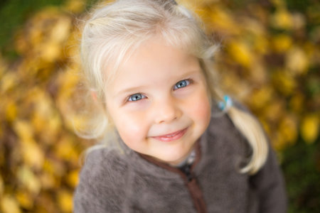 Little girl looking up
