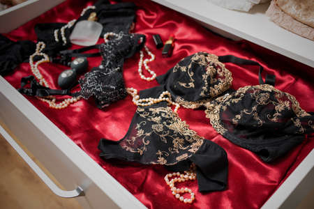 Set of sexy and beautiful underwearの写真素材