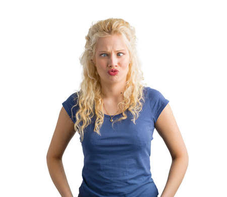 Woman showing funny faceの写真素材