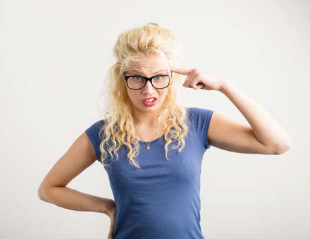 Woman amazed by stupidityの写真素材