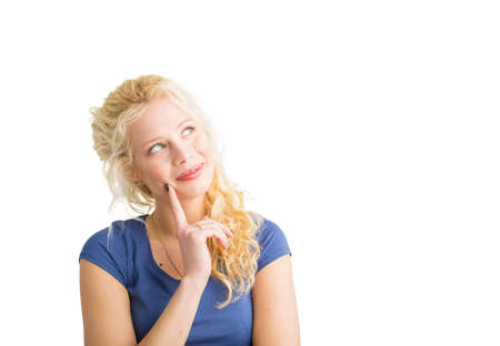 Creative woman thinking and smilingの写真素材