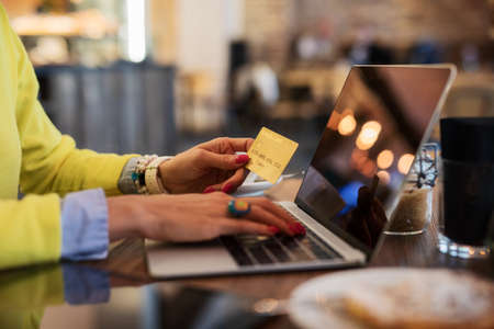 Woman shopping onlineの写真素材