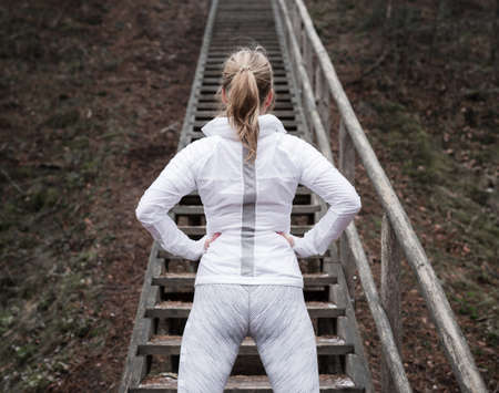 Fitness woman ready for exercise outdoorsの写真素材