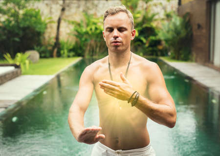 Man practice tai chiの写真素材