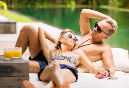 Couple relaxing on holidaysの写真素材