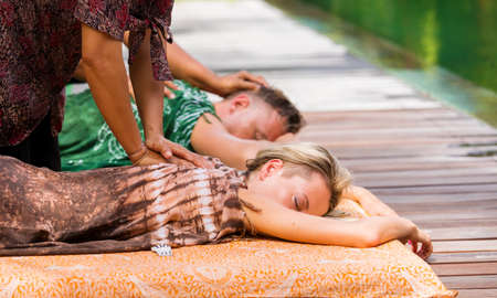 Couple having massage togetherの写真素材