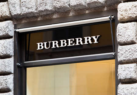 Rome, Italy - May 13, 2018: Burberry logo on brand's store in Rome.のeditorial素材