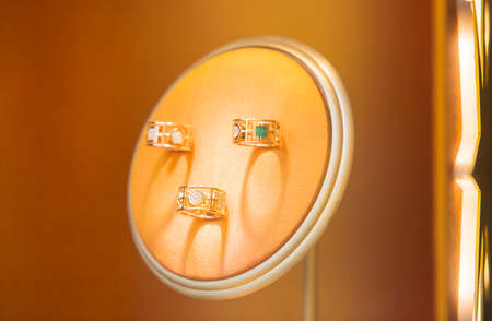 Rome, Italy - May 13, 2018: Bulgari jewelry in shop window in Rome.のeditorial素材