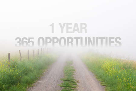 1 year equals 365 opportunities, inspirational quote for new years resolutionsの写真素材