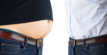 Man before and after liposuctionの写真素材