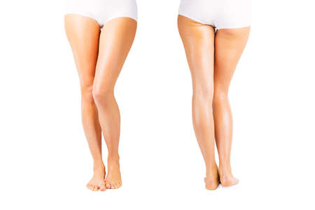 Woman with smooth and soft skin on legsの写真素材