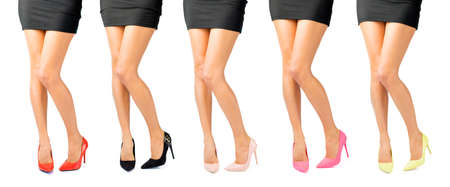 High heel shoes in different styles and colorsの写真素材