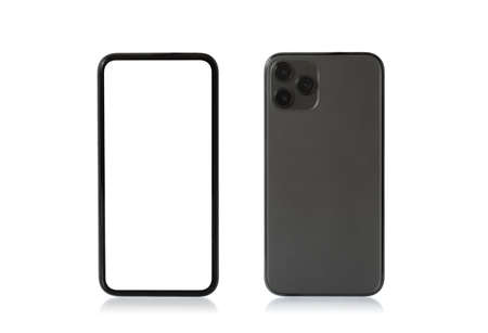 Mobile phone mockup, front and back sides.の写真素材