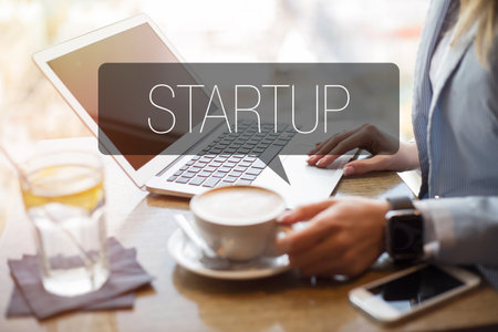 Concept of startups and creating new online businessの写真素材